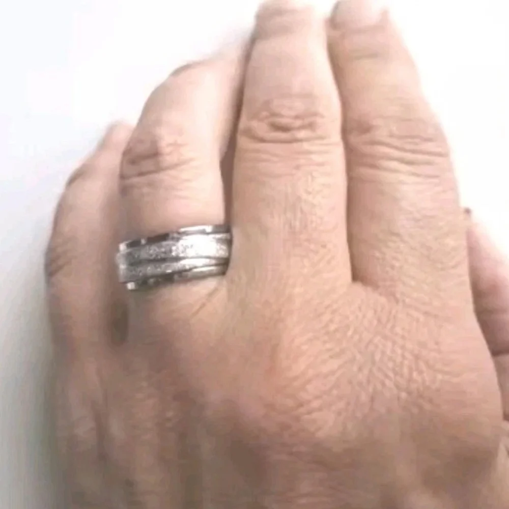 Retro High Quality Luxury 925 Sterling Silver Frosted Men’s Fidget Spinner Ring9